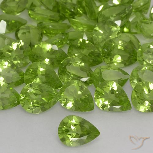1.08ct Натуральный Желтовато-зеленый Перидот, Форма груши, Чистота VS