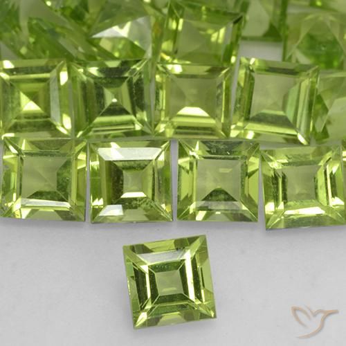 0.67ct Натуральный Светло-зеленый Перидот, Квадрат, VVS-VS
