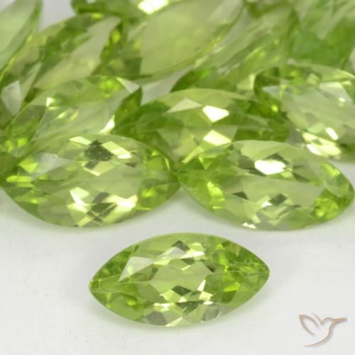 0.58ct Натуральный Светло-живой зеленый Перидот, Маркиза, Чистота VS
