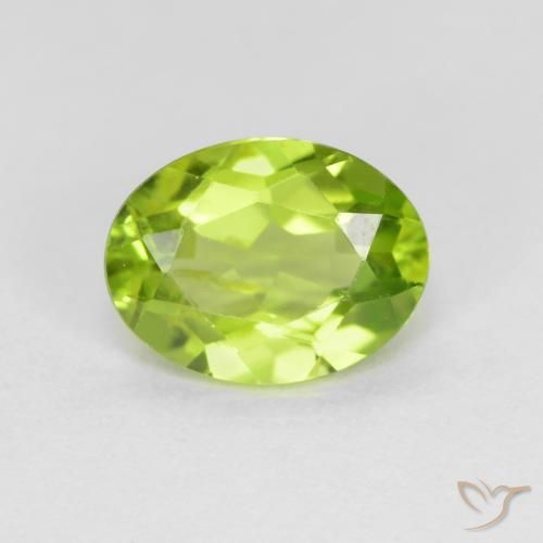 1.45ct Натуральный Светло-живой зеленый Перидот, Овал, Чистота VS