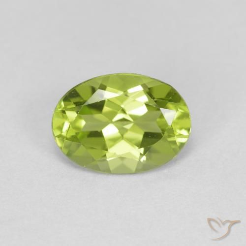 0.86ct Натуральный Ярко-зеленый Перидот, Овал, Чистота VS