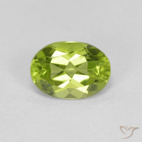0.98ct Натуральный Ярко-зеленый Перидот, Овал, Чистота VS