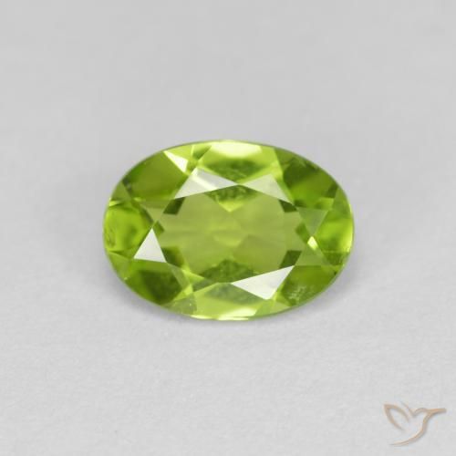 0.91ct Натуральный Ярко-зеленый Перидот, Овал, Чистота VS