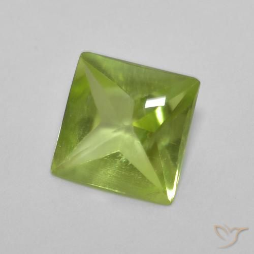 0.93ct Натуральный Светло-живой зеленый Перидот, Квадрат, Прозрачный