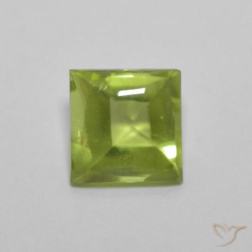 0.83ct Натуральный Ярко-зеленый Перидот, Квадрат, Прозрачный