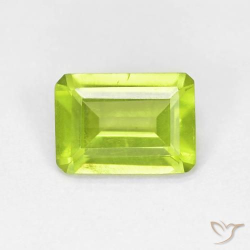 0.92ct Натуральный Желтовато-зеленый Перидот, Изумрудная огранка, Чистота VS