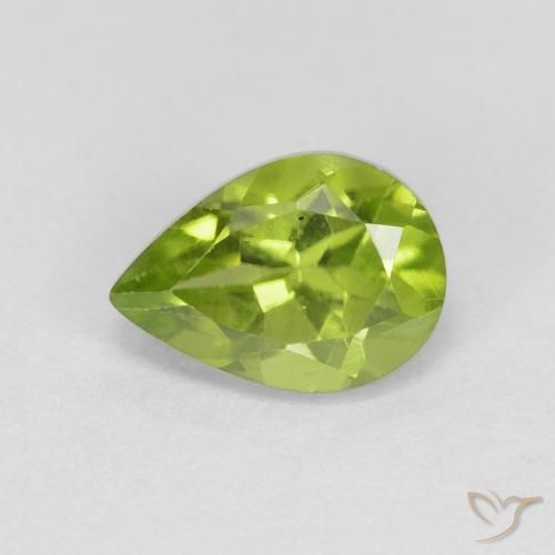 0.96ct Натуральный Средний зеленый Перидот, Форма груши, Чистота VS