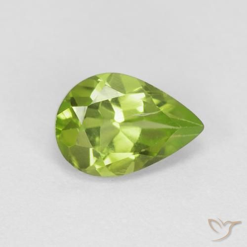 0.84ct Натуральный Ярко-зеленый Перидот, Форма груши, Чистота VS