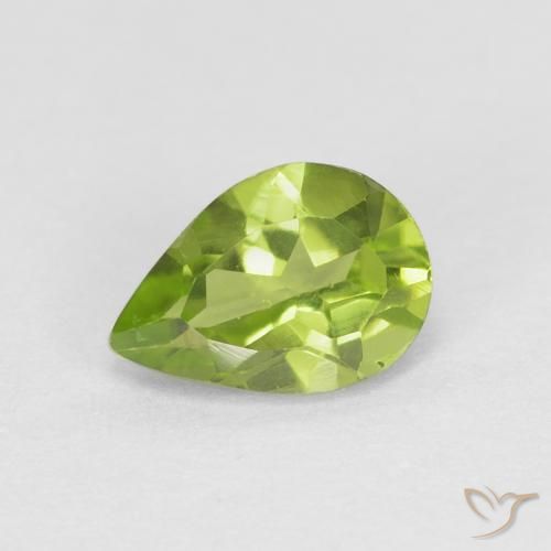 0.78ct Натуральный Средний зеленый Перидот, Форма груши, Чистота VS