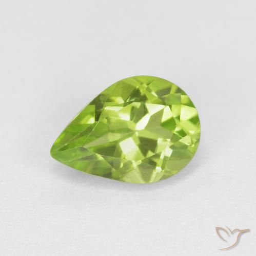 0.87ct Натуральный Средний зеленый Перидот, Форма груши, Чистота VS