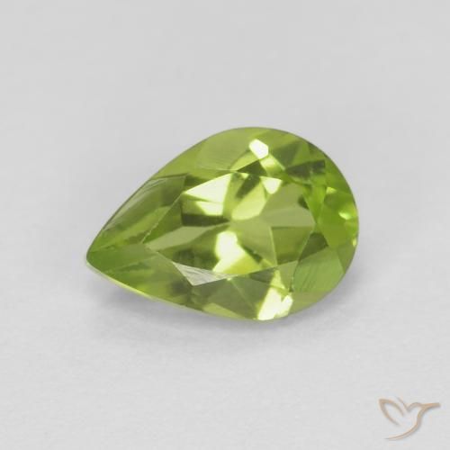 0.85ct Натуральный Ярко-зеленый Перидот, Форма груши, Чистота VS