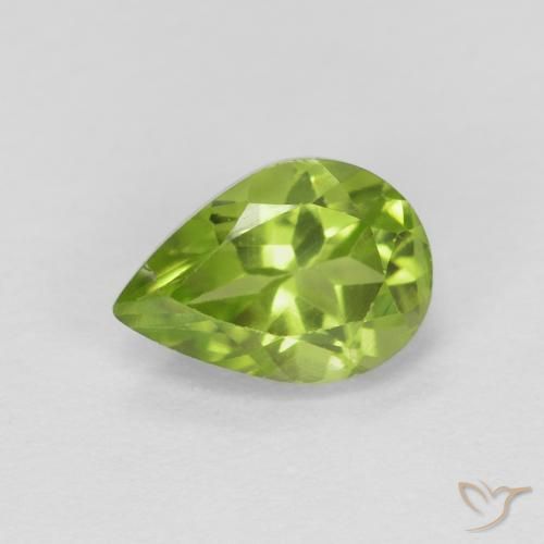 0.85ct Натуральный Средний зеленый Перидот, Форма груши, Чистота VS
