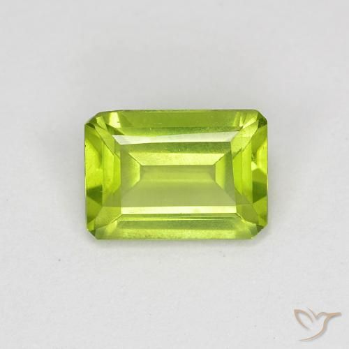 0.95ct Натуральный Живой желтовато-зеленый Перидот, Изумрудная огранка, Чистота VS