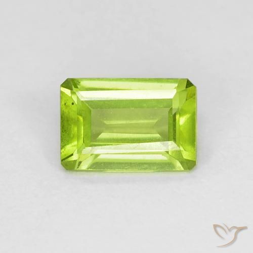 1.05ct Натуральный Желтовато-зеленый Перидот, Изумрудная огранка, Чистота VS