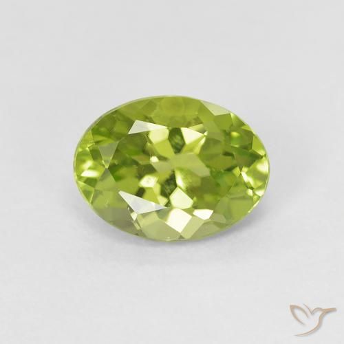 1.27ct Натуральный Средний зеленый Перидот, Овал, VVS-VS