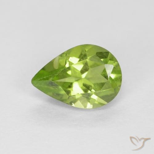 0.77ct Натуральный Светло-живой зеленый Перидот, Форма груши, Чистота VS
