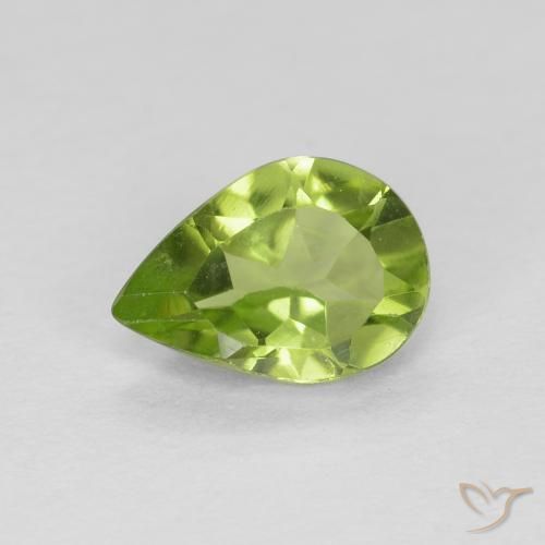 0.72ct Натуральный Ярко-зеленый Перидот, Форма груши, Чистота VS