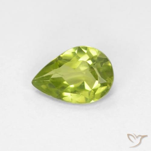 0.66ct Натуральный Ярко-зеленый Перидот, Форма груши, Чистота VS