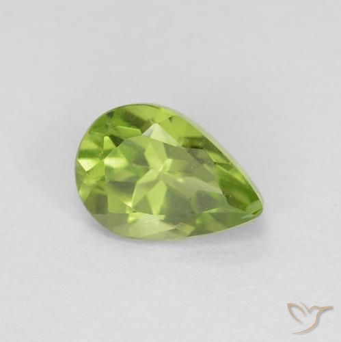 0.84ct Натуральный Ярко-зеленый Перидот, Форма груши, Чистота VVS