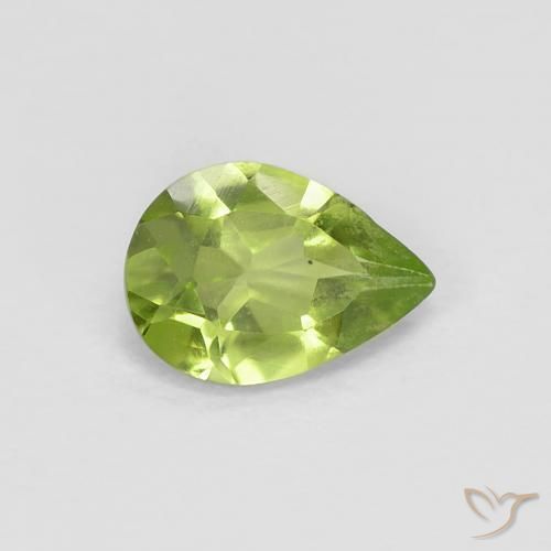 0.67ct Натуральный Средний зеленый Перидот, Форма груши, VVS-VS