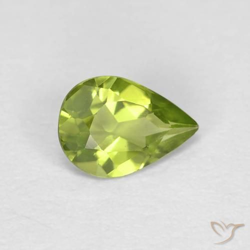 0.61ct Натуральный Ярко-зеленый Перидот, Форма груши, VVS-VS