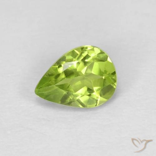 0.68ct Натуральный Средний зеленый Перидот, Форма груши, Чистота VS