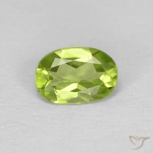 0.59ct Натуральный Ярко-зеленый Перидот, Овал, Чистота VS