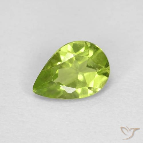 0.73ct Натуральный Ярко-зеленый Перидот, Форма груши, Чистота VS