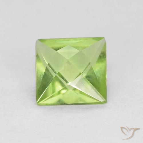0.72ct Натуральный Средний зеленый Перидот, Квадрат, Чистота VS