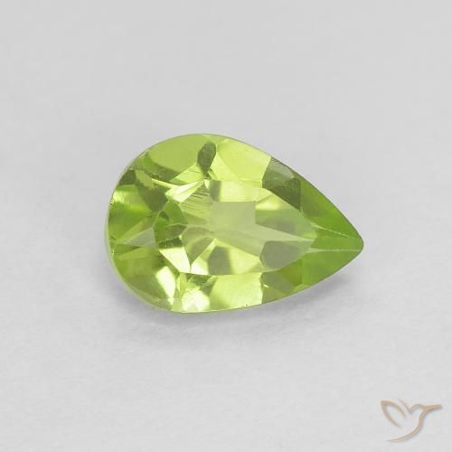 0.73ct Натуральный Средний зеленый Перидот, Форма груши, VVS-VS