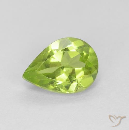 0.87ct Натуральный Средний зеленый Перидот, Форма груши, VVS-VS