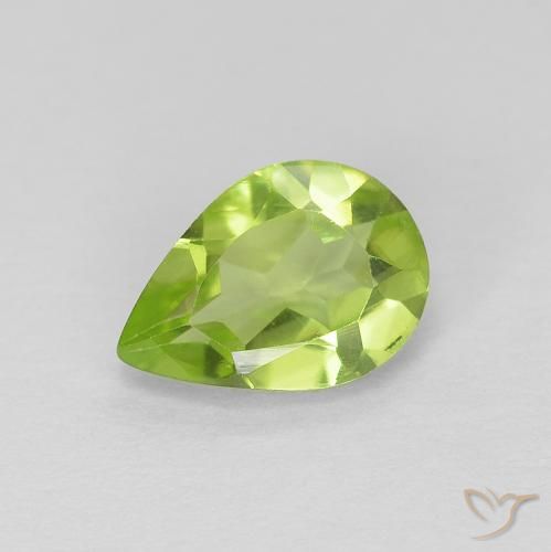 0.72ct Натуральный Средний зеленый Перидот, Форма груши, VVS-VS