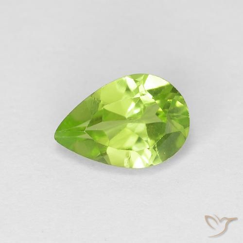 0.72ct Натуральный Средний зеленый Перидот, Форма груши, Чистота VS