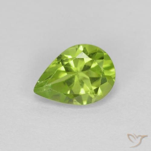 0.91ct Натуральный Средний зеленый Перидот, Форма груши, Чистота VS