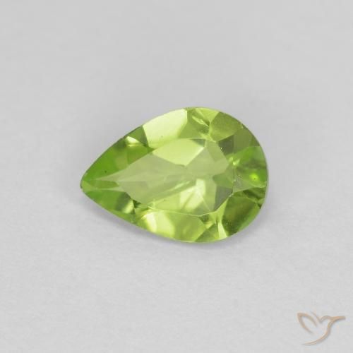 0.69ct Натуральный Средний зеленый Перидот, Форма груши, Чистота VS