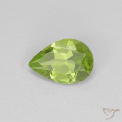 0.73ct Натуральный Средний зеленый Перидот, Форма груши, Чистота VS