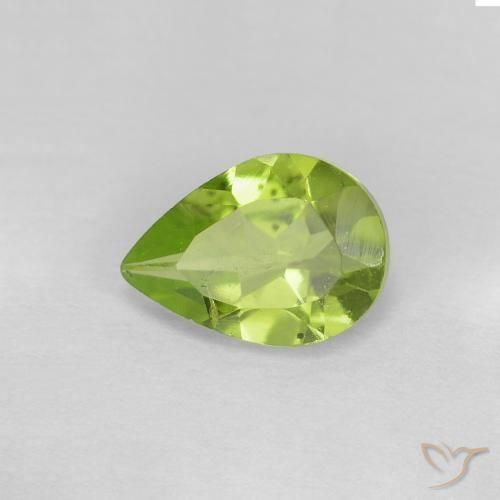 0.68ct Натуральный Средний зеленый Перидот, Форма груши, Чистота VS