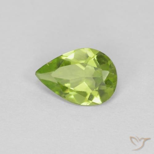 0.61ct Натуральный Ярко-зеленый Перидот, Форма груши, Чистота VS