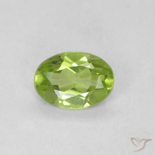 0.59ct Натуральный Средний зеленый Перидот, Овал, Чистота VVS