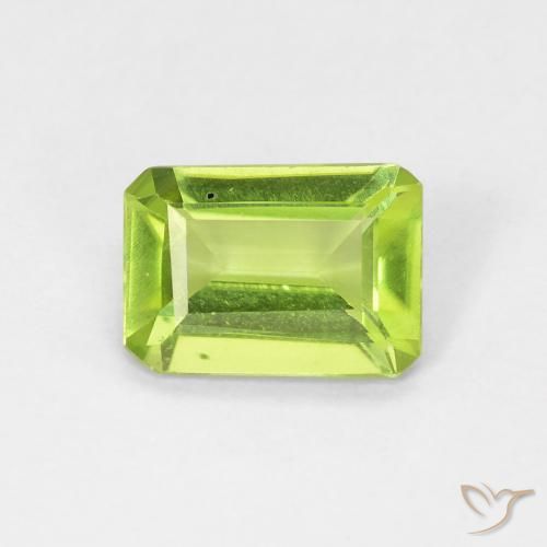 0.85ct Натуральный Ярко-зеленый Перидот, Изумрудная огранка, VVS-VS