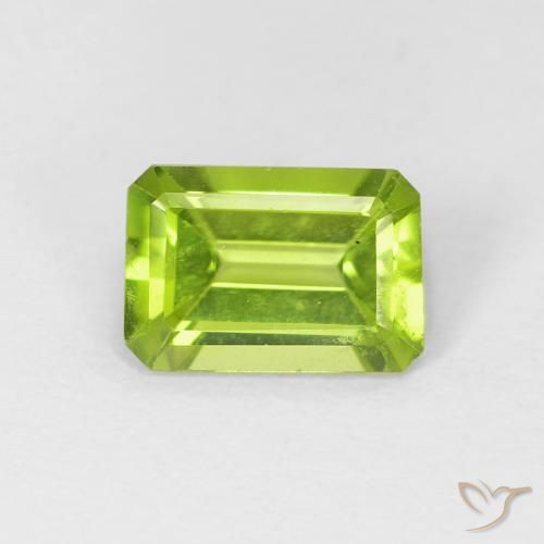 0.93ct Натуральный Ярко-зеленый Перидот, Изумрудная огранка, VVS-VS