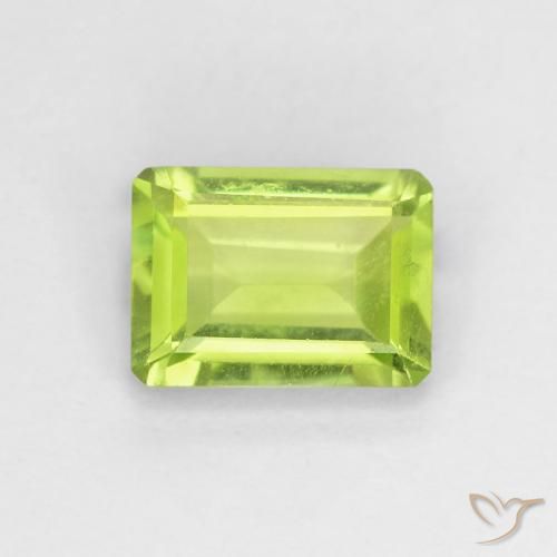 0.88ct Натуральный Ярко-зеленый Перидот, Изумрудная огранка, VVS-VS
