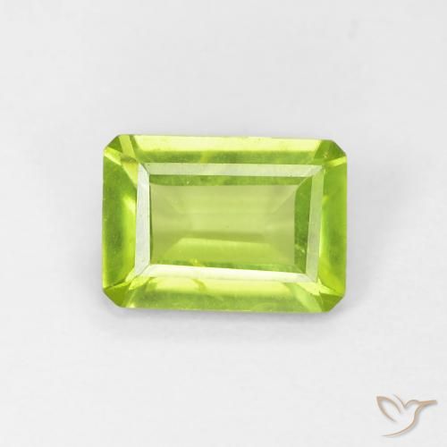 0.88ct Натуральный Ярко-зеленый Перидот, Изумрудная огранка, VS-SI
