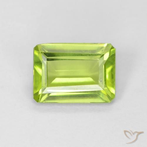 0.98ct Натуральный Ярко-зеленый Перидот, Изумрудная огранка, Чистота VS