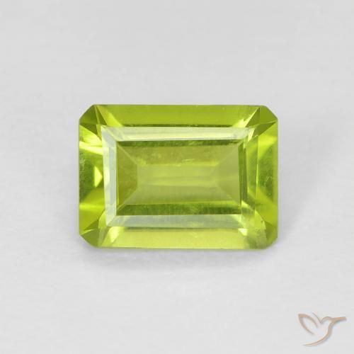 0.97ct Натуральный Ярко-зеленый Перидот, Изумрудная огранка, Чистота VS