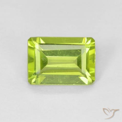 0.98ct Натуральный Ярко-зеленый Перидот, Изумрудная огранка, Чистота VS