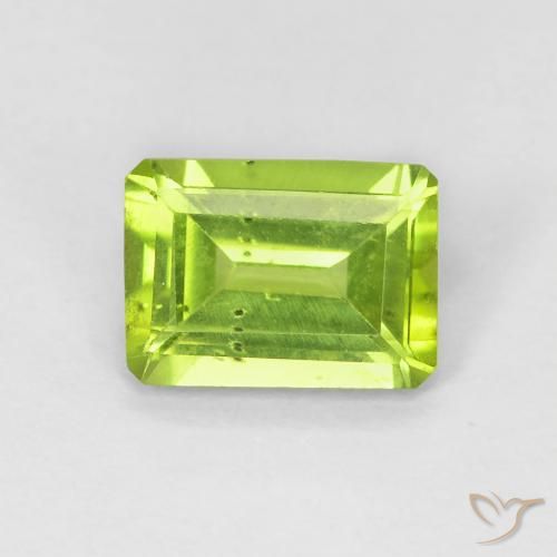 1.03ct Натуральный Ярко-зеленый Перидот, Изумрудная огранка, Чистота VS