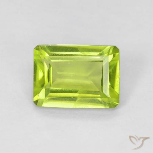 1.09ct Натуральный Ярко-зеленый Перидот, Изумрудная огранка, Чистота VS