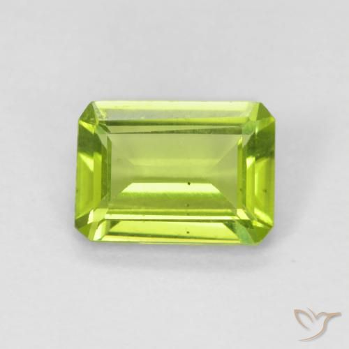 0.99ct Натуральный Ярко-зеленый Перидот, Изумрудная огранка, Чистота VS
