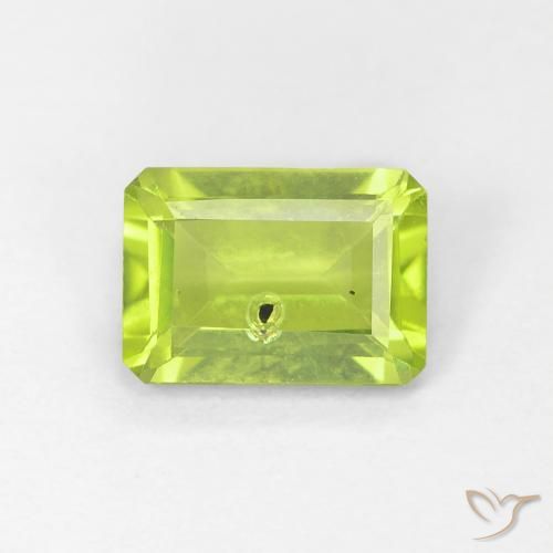 1.04ct Натуральный Средний зеленый Перидот, Изумрудная огранка, VS-SI